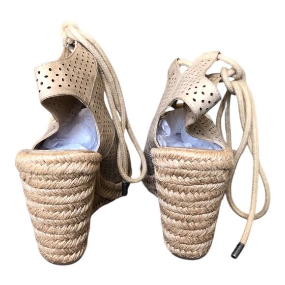 Johnston & Murphy Mandy Espadrille Wedge Sandals Tan 6.5 Lace-Up Preowned - Picture 5 of 15